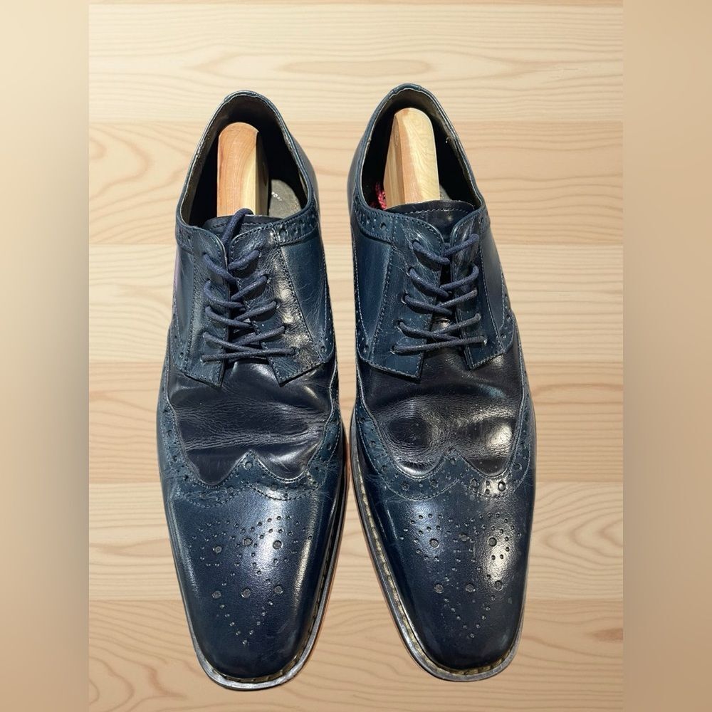 Stacy Adams Tinsley Wingtip Oxford Shoes Two-Tone Blue Lace up Mens 10.